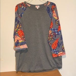 Lularoe Randy 3 XL Top 3/4 Sleeve Red Blue comfy